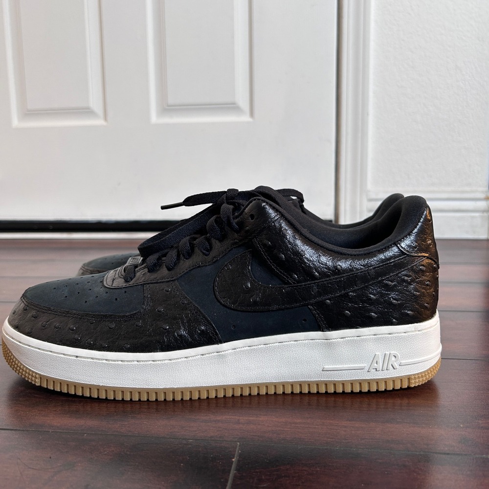 Nike Air Force 1 Low 07 Mens 14.5 Black Ostrich Gum DZ2708-002 NWOB - Picture 4 of 8
